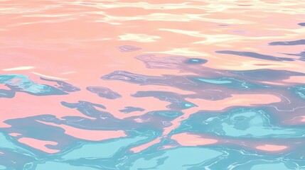 Obraz premium Calm ocean waves at sunset. Serene seascape with pastel neon colors. Relaxing abstract background . Summer vacation, travel concept. Perfect for banner, flyer, poster, card with copy space