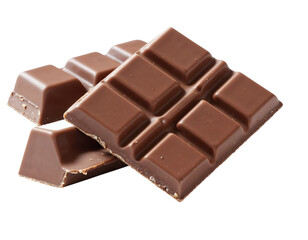 chocolate pieces isolated on white background