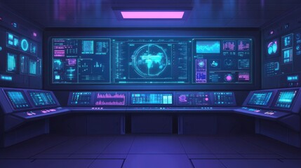 Colorful Digital Interface in Control Room