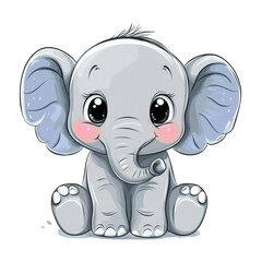 Fototapeta premium Adorable Baby Elephant Illustration