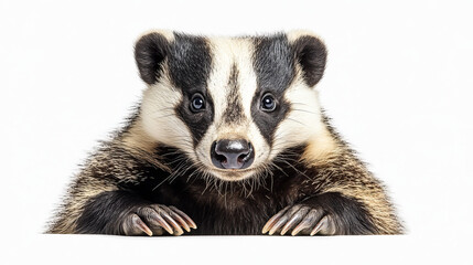 Fototapeta premium Portrait of a European Badger: Exploring Its Beauty and Wildlife