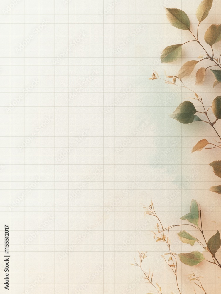 Poster Elegant minimalist planner layout with subtle grid lines and botanical accents for organization and creativity. Generative AI