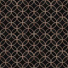 Naklejka premium Seamless geometric pattern with intertwined circles on a dark background for elegant design 