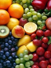 Fresh Assorted Fruits Including Oranges Grapes and Strawberries for a Nutritious Snack : Generative AI