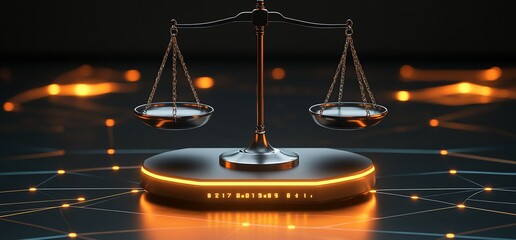 A digital representation of balanced scales symbolizing justice and fairness.