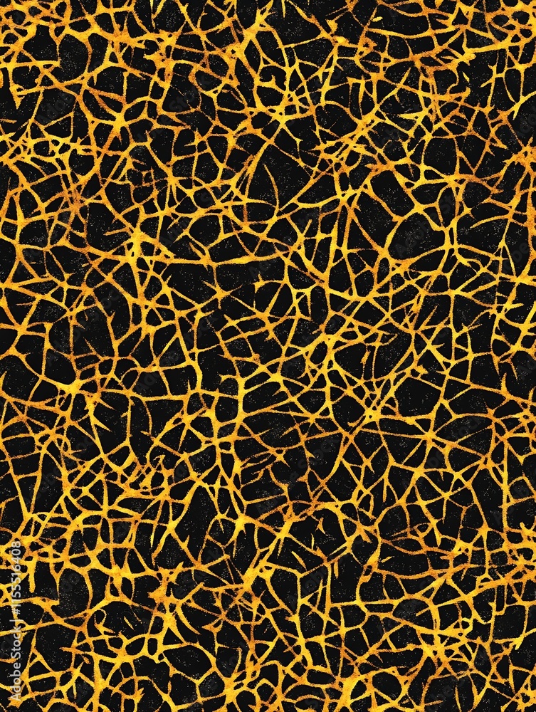 Poster Intricate Golden Fractals on Dark Textured Background : Generative AI