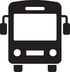 Transportation bus icon. Traffic busy road black flat vector isolated on transparent background. Public Transportation related. Minimal graphic bus and auto sign. Large vehicle bus symbol.