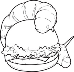 Caterpillar Burger Animal Vector Graphic Art Illustration