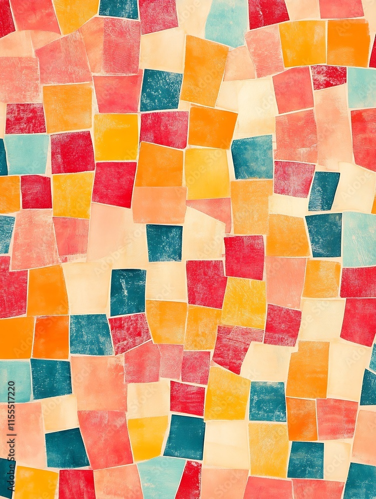 Poster vibrant colorful abstract mosaic with geometric shapes and bright tones : generative ai