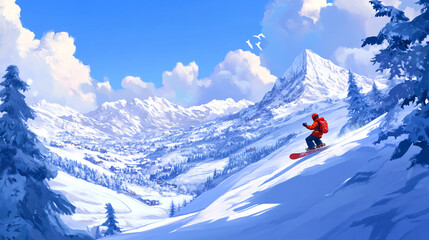 winter snow extreme sport man snowboarding downhill freestyle background