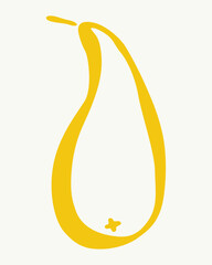 minimalist silhouette of yellow pear fruit