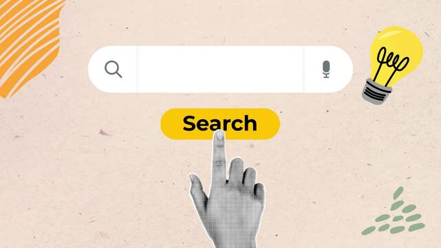 Search bar in halftone collage style.