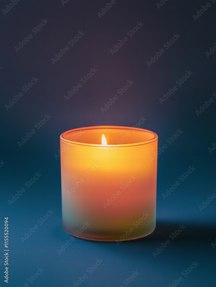 Leinwandbilder single lit candle glowing softly in a darkened environment creating a serene ambiance. generative ai