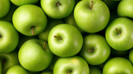 Close-up of many fresh green apples.