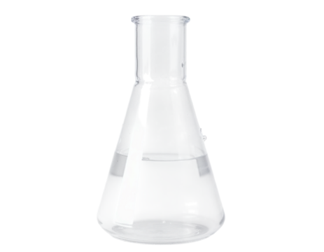glass flask with a liquid