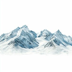 Obraz premium Majestic snow capped mountains rise against a clear white backdrop, creating a serene winter landscape