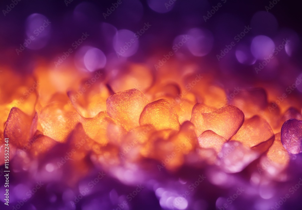 Aufkleber stunning abstract image of colorful crystals in vibrant orange and purple tones with soft blurred ba