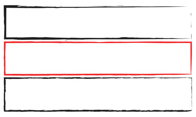 Grunge square and rectangle frames. Ink empty black boxes set. Rectangle borders collections. Rubber square stamp imprint. isolated on white background. Vector illustration. EPS 10 .