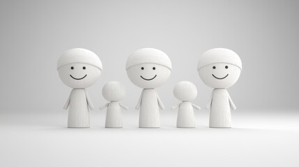 Three interconnected wooden figures, a symbol of support, unity, and teamwork in minimalist style