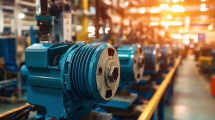 Obraz premium Precision Motors Being Assembled in Bright Workshop