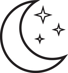 Crescent moon line icon for apps and websites. Cute moon isolated icon vector illustration design. Weather symbol, editable stroke.