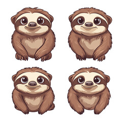 Fototapeta premium Adorable Sloth Quartet: A Collection of Cute Sloth Illustrations