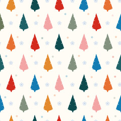 Winter graphic seamless pattern with christmas tree. New Year decorative vector illustration