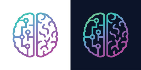 Artificial Intelligence AI Chip in Human Head. Artificial Intelligence icon with Machine learning, digital skills, generative AI, AI technology, algorithm, virtual intelligence and future