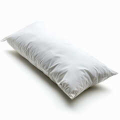 Single long white body pillow resting on a white background, promoting comfort and relaxation