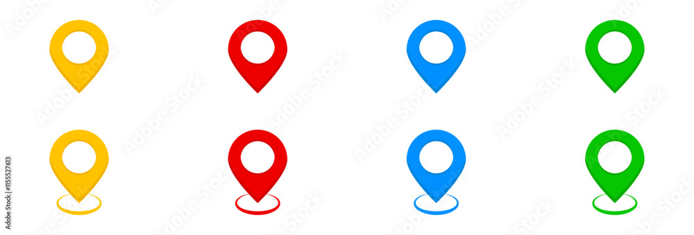 Aufkleber set of colorful map pointer icons for location mark, maps, and navigation. vector illustration