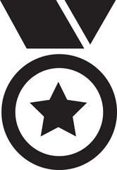 Award medal icon. Winner or victory badge medal. Game champion prize award of honor. Professional certificate ribbon vector symbol. Contains approved, verified, certified, star, achievement.