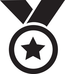 Award medal icon. Winner or victory badge medal. Game champion prize award of honor. Professional certificate ribbon vector symbol. Contains approved, verified, certified, star, achievement.