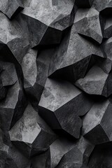 Black geometric background in the shape of stone and rock, minimalist layout