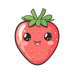 Obraz premium Kawaii Strawberry Illustration: A Cute and Cheerful Fruit Character