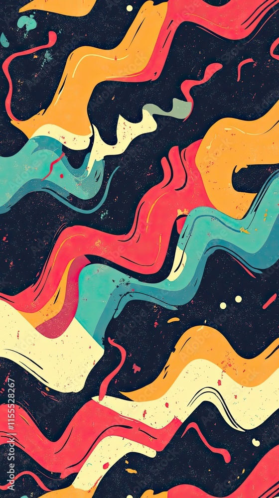 Poster abstract colorful swirling waves pattern design