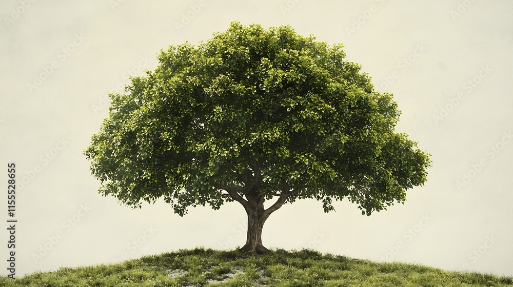 Poster Majestic Tree on Hill in Natural Setting Perfect for Landscape and Environmental Concepts : Generative AI
