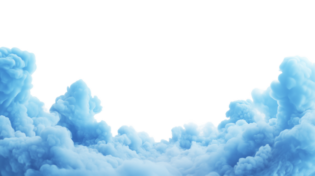 Blue cloud border on transparent background