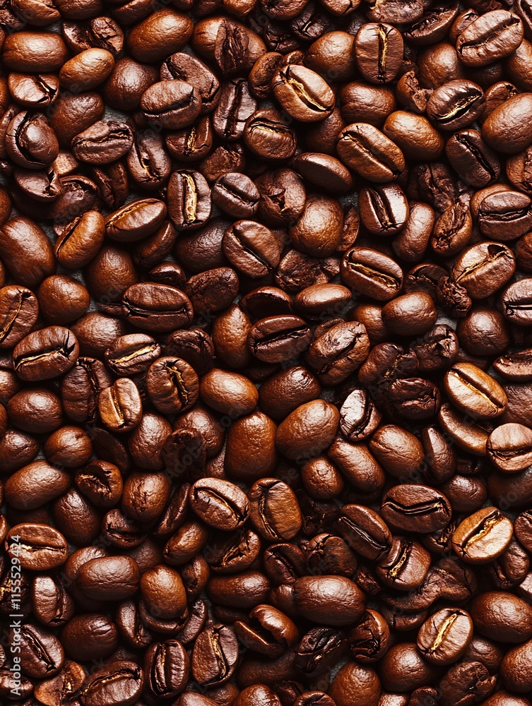 Poster closeup of roasted coffee beans textured background for fresh brew enthusiasts : generative ai