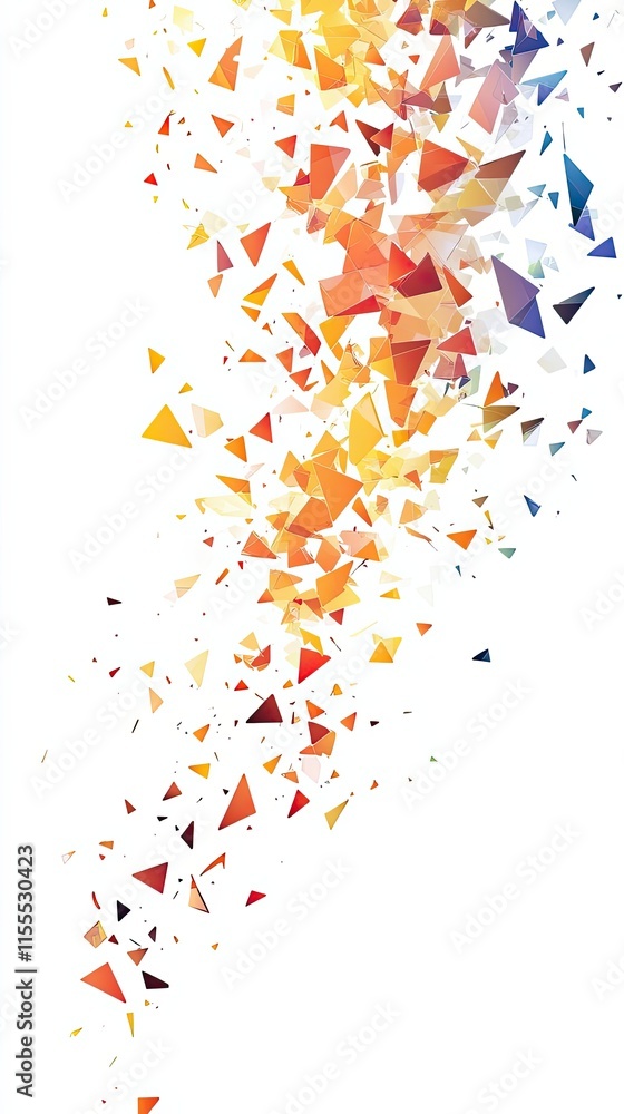 Poster abstract colorful triangular shapes falling down