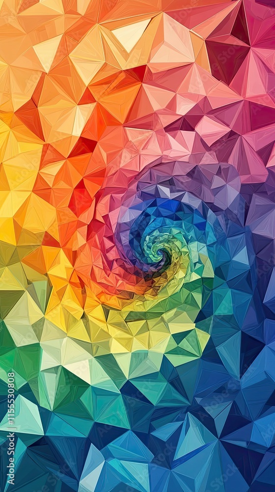 Poster abstract colorful triangular spiral design