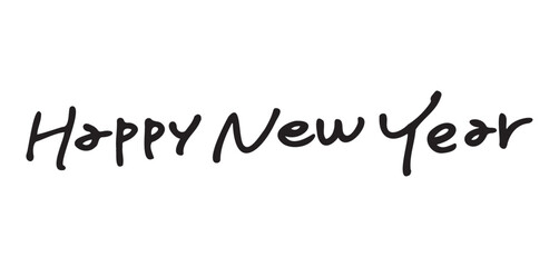 おしゃれな手書き文字のハッピーニューイヤー　happy new year 横1行