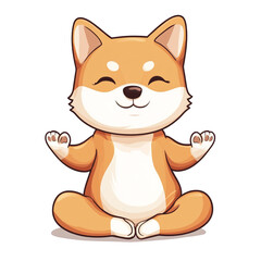 Adorable Shiba Inu in Lotus Pose: A Cute Illustration of Canine Serenity