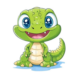 Fototapeta premium Adorable Baby Crocodile Cartoon Illustration