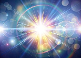 Obraz premium Sparkling Sunlight Lens Flare, Bokeh Light Effects, White Light Burst, Isolated Light, Special Effects, Bright Glare