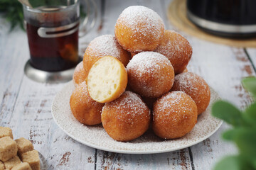 Quarkbelllchen, traditional German dessert made of cotton cheese and dough