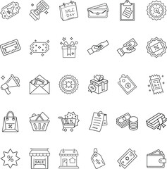 Sale Promotion Icons Coupons, Gifts, Shopping, Discounts, Deals