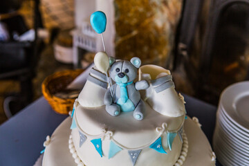 beautiful cake for a child, handmade, colorful cake, child's birthday, child's baptism