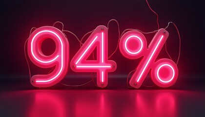 Neon Ninety-Four Percent Sign: A Vibrant Digital Display of a High Percentage
