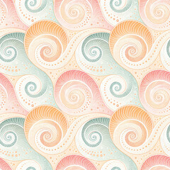 Seamless pattern with elegant pastel swirls for wallpaper and textile design