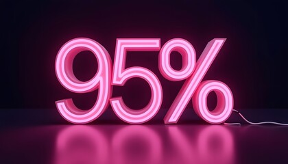 Neon Pink 95% Off Sale Sign:  Glowing Discount Offer
